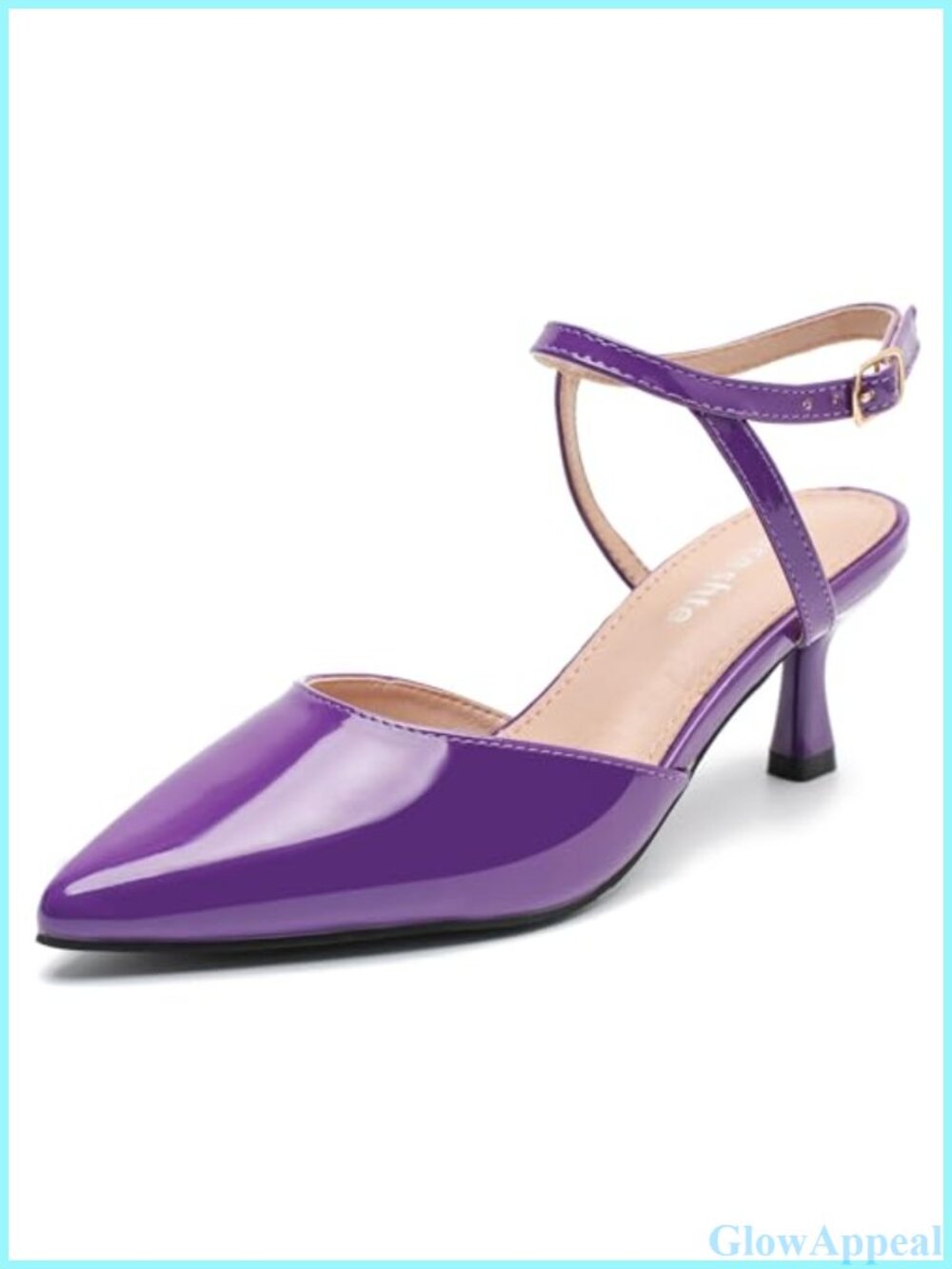 Kitten Heel Pointed Toe Ankle Strap Slingback Pumps